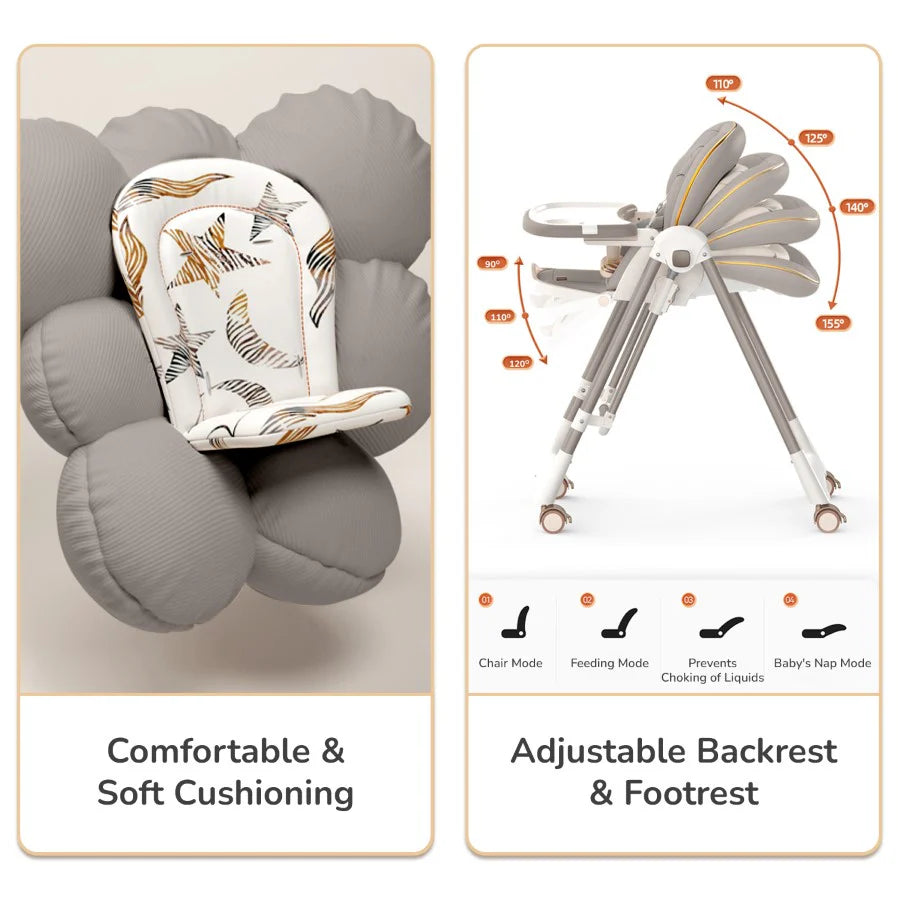 R FOR RABBIT-Marshmallow Smart High Chair For Kids 3-in-1 Multipurpose High Chair with Swing