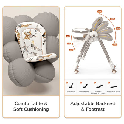 R FOR RABBIT-Marshmallow Smart High Chair For Kids 3-in-1 Multipurpose High Chair with Swing