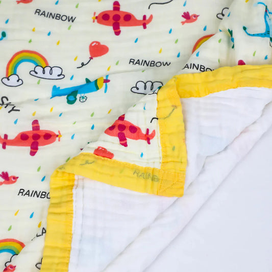 Happy Rainbow Muslin Baby Blanket