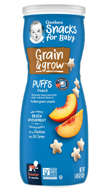 Gerber, Snacks for Baby, Grain & Grow, Puffs, Puffed Grain Snack, 8+ Months, 1.48 oz (42 g)