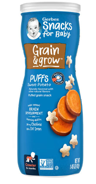 Gerber, Snacks for Baby, Grain & Grow, Puffs, Puffed Grain Snack, 8+ Months, 1.48 oz (42 g)
