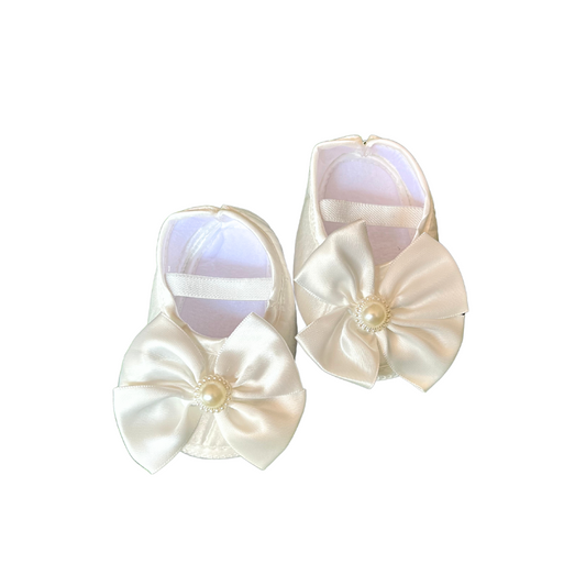 LH WHITE BOW BOOTIES