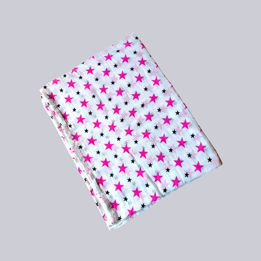 PINK STAR MUSLIN TOWEL 100X100