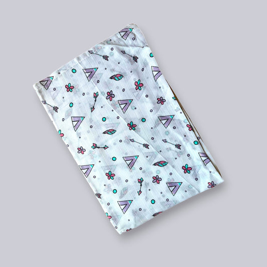 FLOWER PRINT MUSLIN TOWEL 152X72