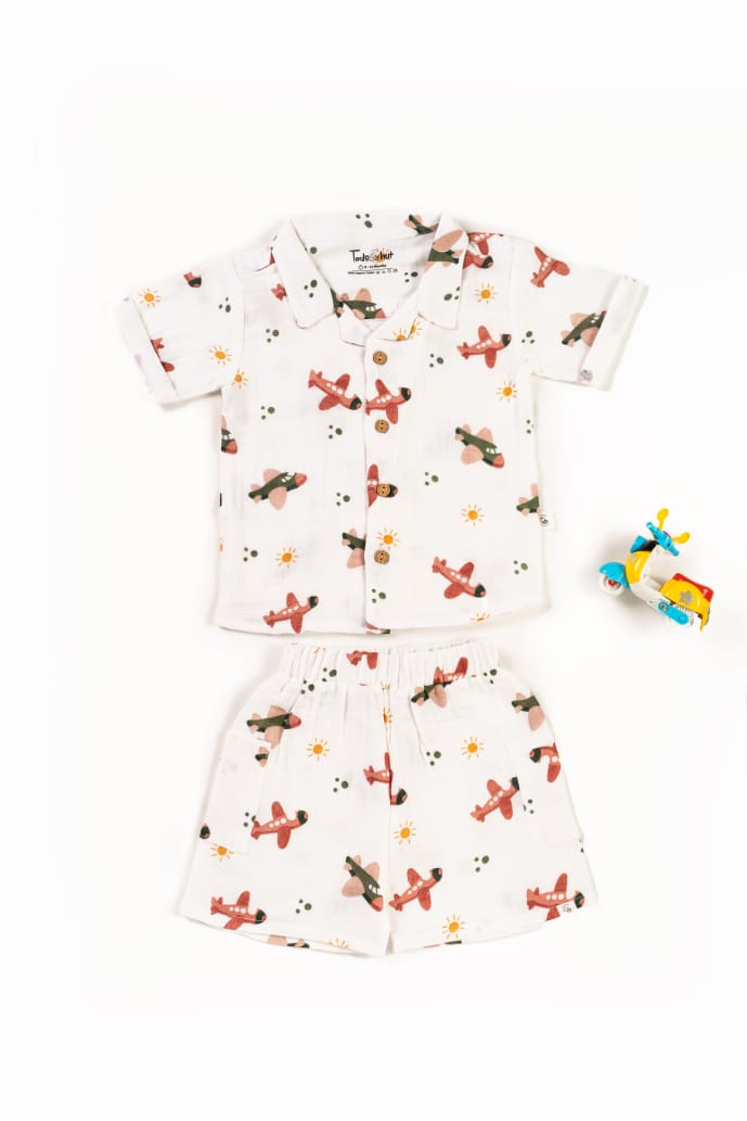 CRINKLED M.CUBAN COLLAR HS CO-ORDS SET