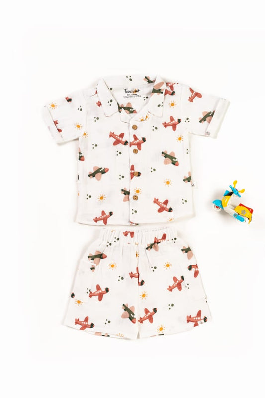 CRINKLED M.CUBAN COLLAR HS CO-ORDS SET