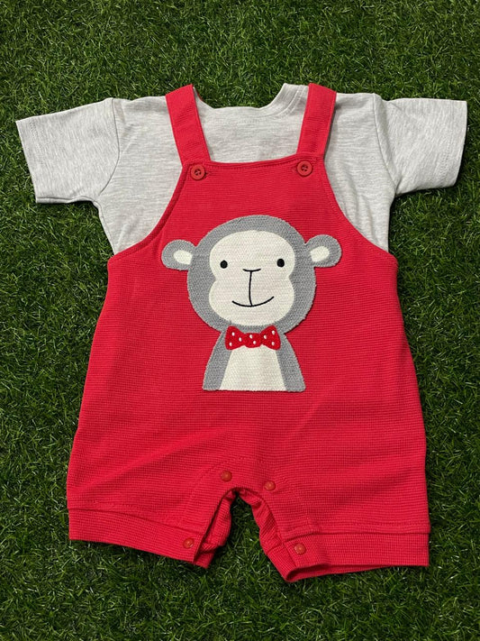 339-RED BOYS DENIM DUNGAREE
