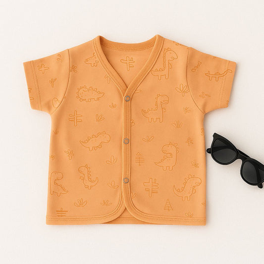 BOY'S BANIYAN TEE - ORANGE DINO PRINT