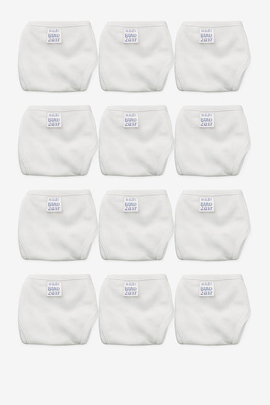 12 Pcs White Cotton Nappy Combo