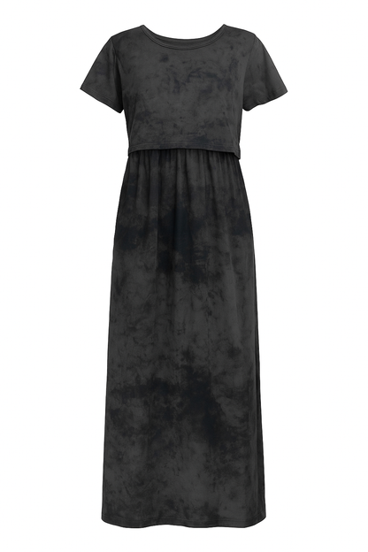 Charcoal Grey Solid Feeding Maxi Dress