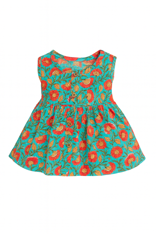 Aqua Red Floral Dress
