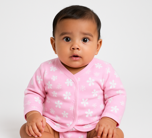 Floral Long Sleeve Jabla (Pink)