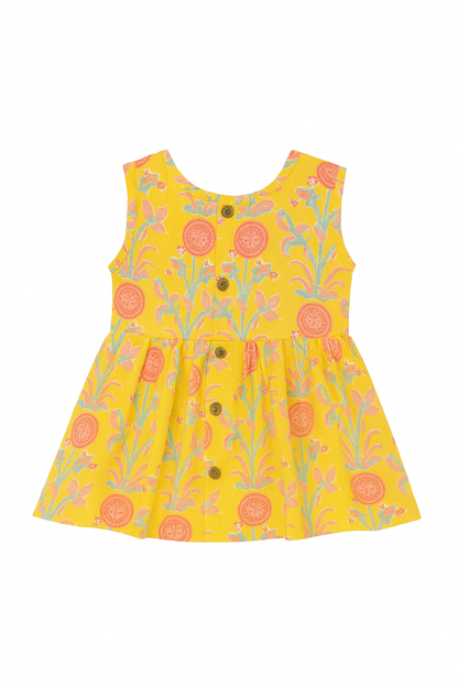 Yellow Floral Cotton Frock