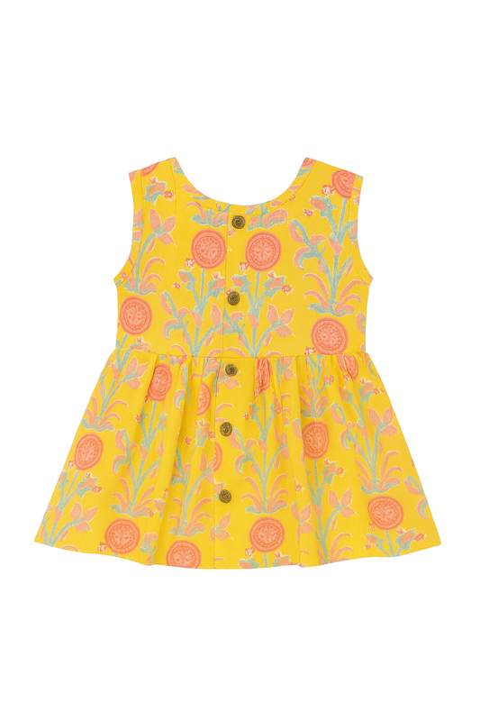 Yellow Floral Cotton Frock