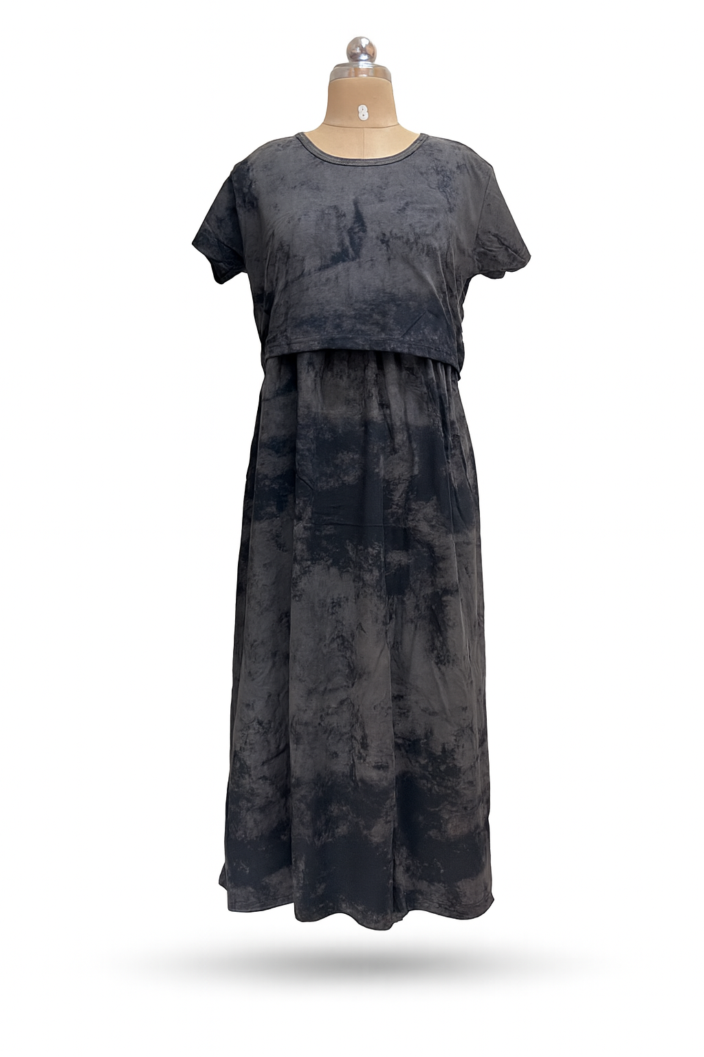 Charcoal Grey Solid Feeding Maxi Dress