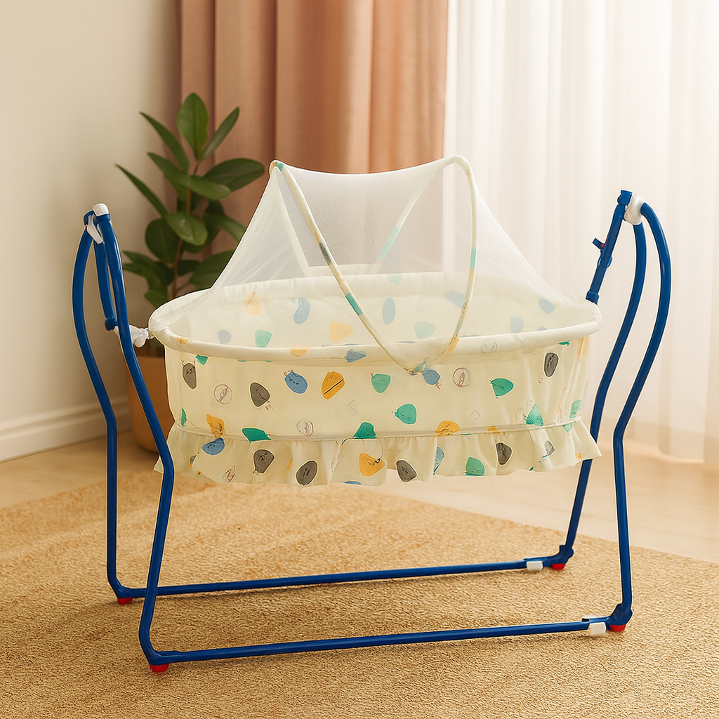 Complete Baby Care Combo – Bedding Set, Cradle, Sipper, Rattle & Waterproof Sheet - Mamadada