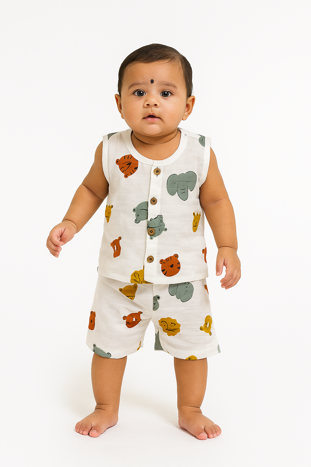 Safari Animals Muslin Jabla Set