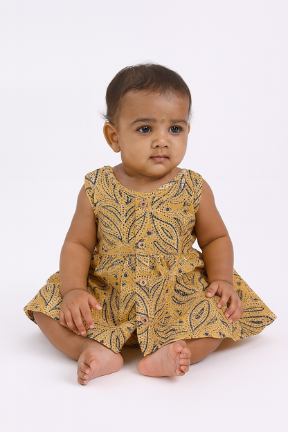 Yellow Leaf Print Dress