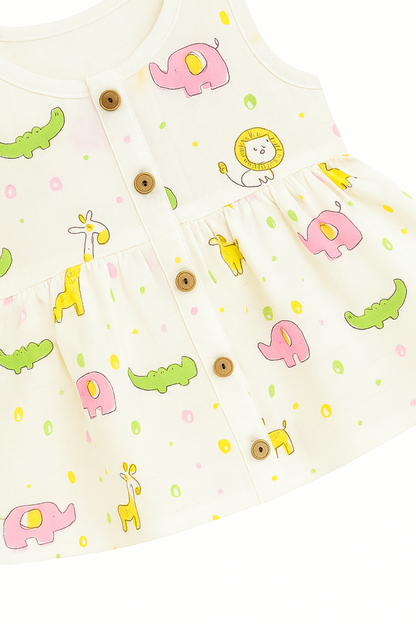 Jungle Friends Muslin Frock