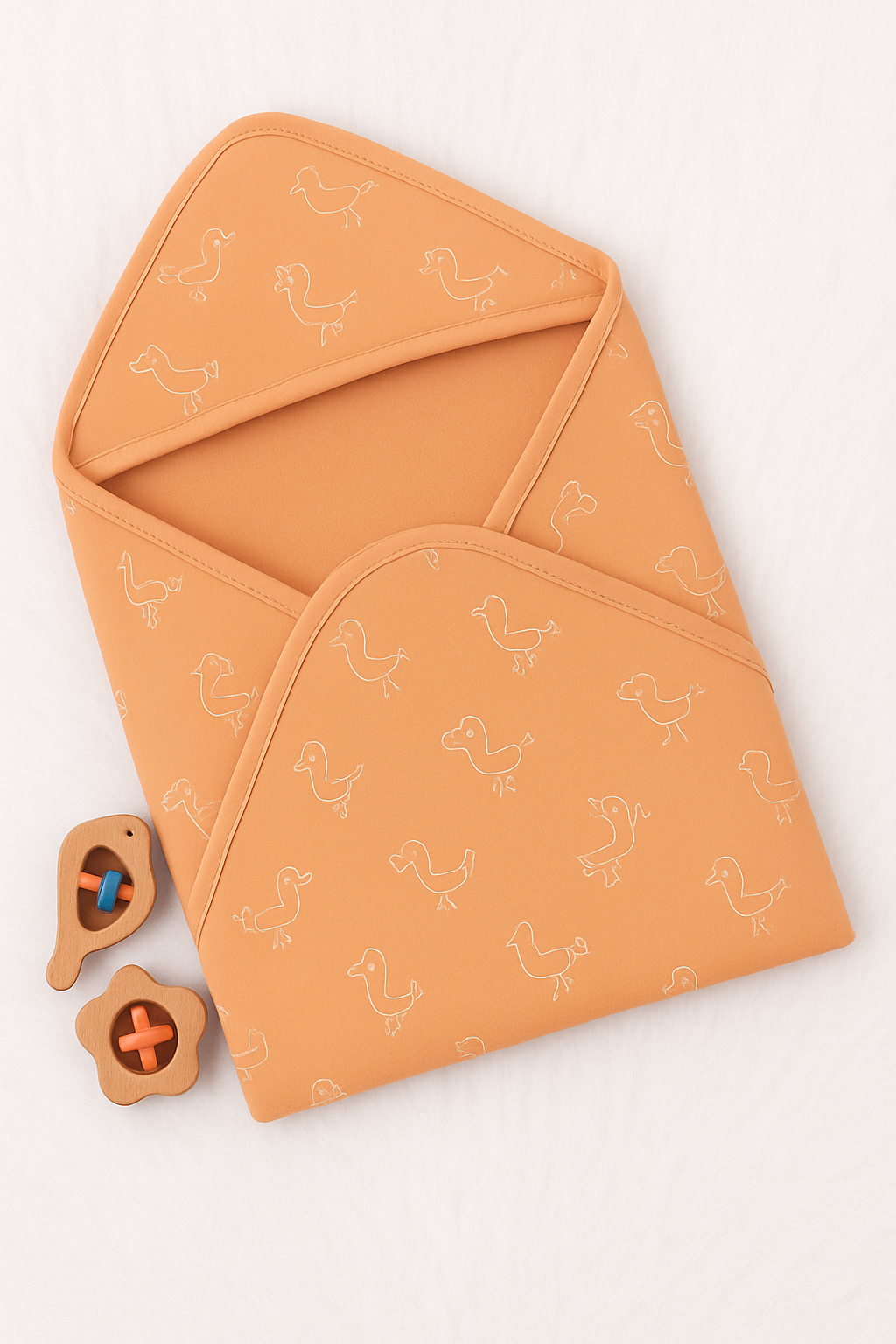 Orange Duck Double Layer Hooded Baby Towel