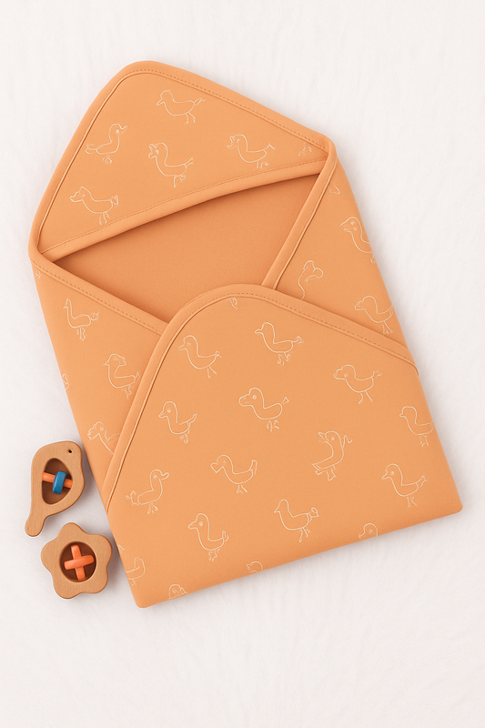 Orange Duck Double Layer Hooded Baby Towel