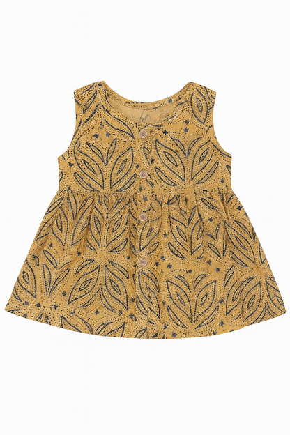 Yellow Leaf Print Dress