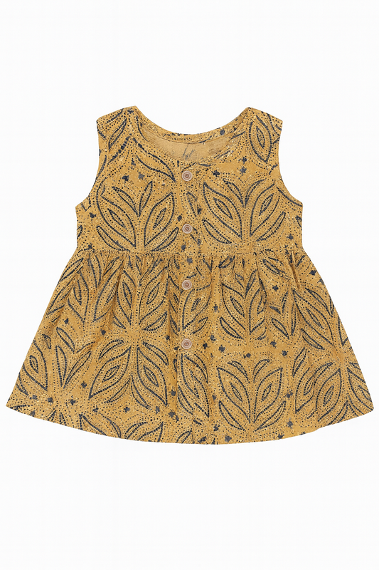 Yellow Leaf Print Dress