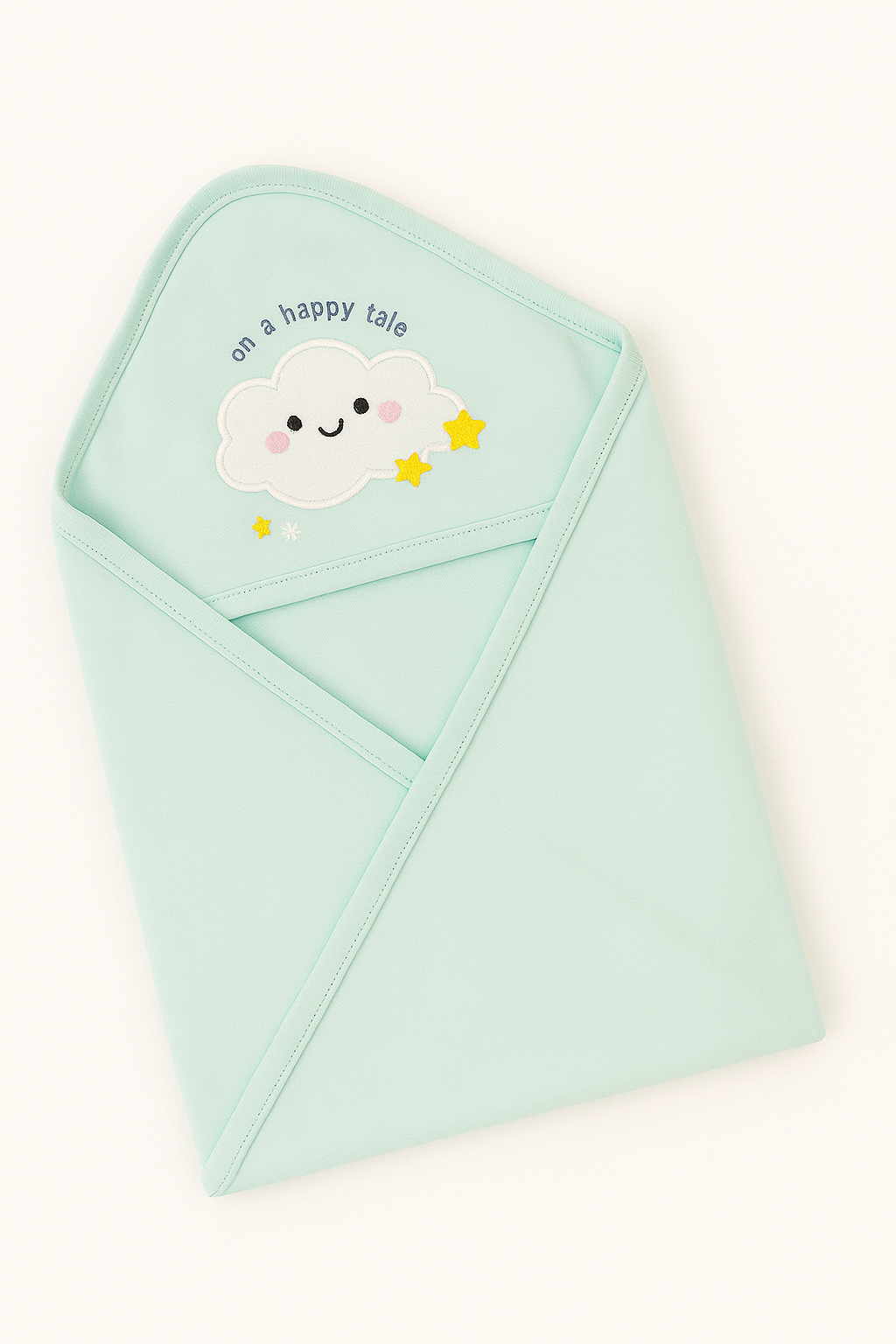 Mint Happy Cloud Double Layer Hooded Baby Towel