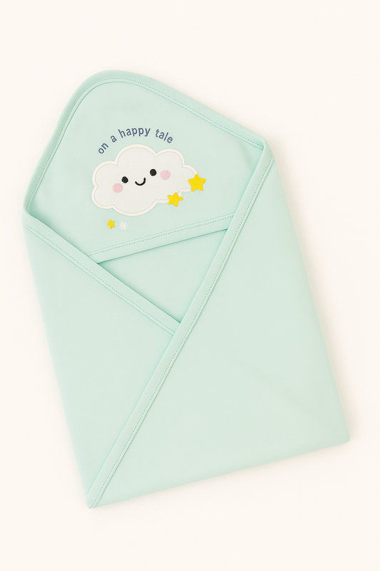 Mint Happy Cloud Double Layer Hooded Baby Towel