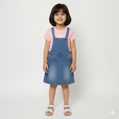 Playtime Denim Pinafore Dress Set - Mamadada