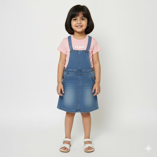 Playtime Denim Pinafore Dress Set - Mamadada