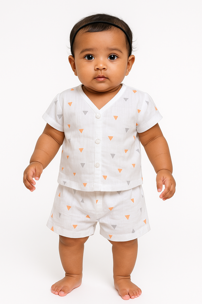 Triangle Minimal Muslin Jabla & Shorts Set