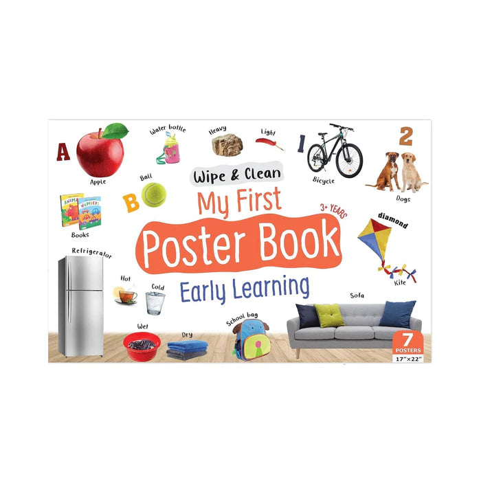 Wipe & Clean - My First Poster Book - Early Learning, Animals, Fruit And Vegetable & Things That Move