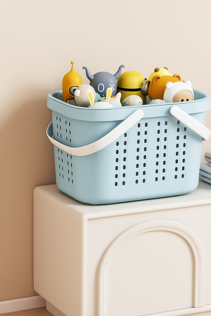 Blue Storage Basket with Lid & Handles