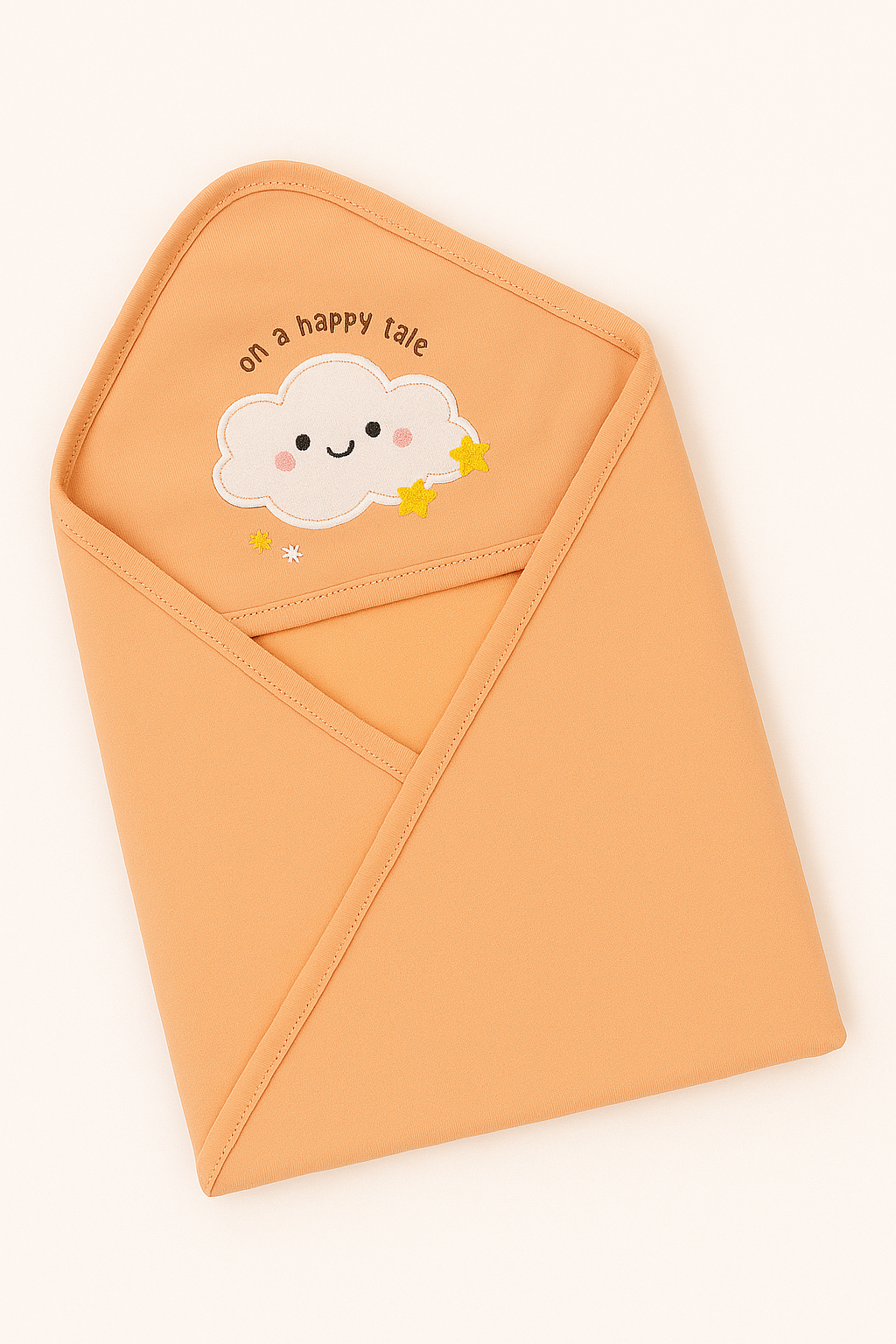 Peach Happy Cloud Single Layer Hooded Baby Towel