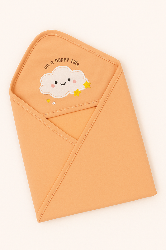 Peach Happy Cloud Single Layer Hooded Baby Towel