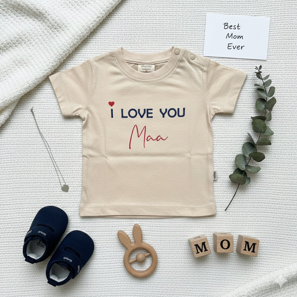 “I Love You Maa” Cotton Baby T-Shirts – Gift of Love for Mom - Mamadada