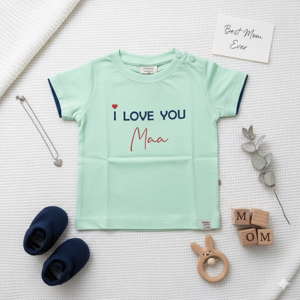 “I Love You Maa” Cotton Baby T-Shirts – Gift of Love for Mom - Mamadada