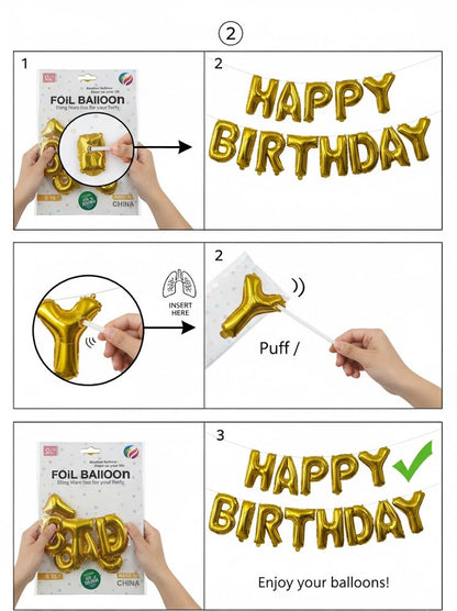 HAPPY BIRTHDAY Foil Balloon Banner – Gold