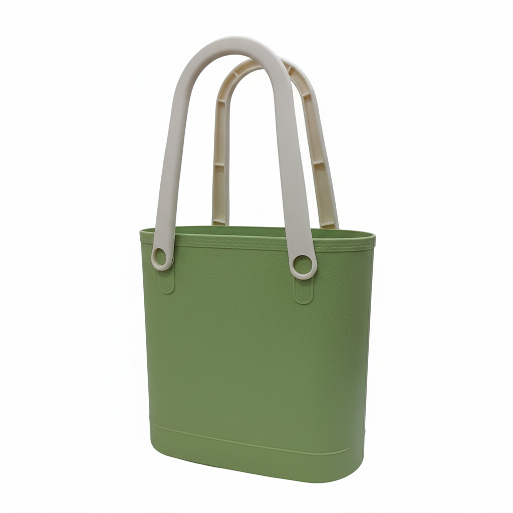 Green & Cream Colorblock Silicone Tote Bag