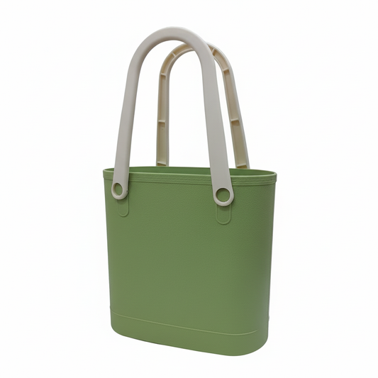 Green & Cream Colorblock Silicone Tote Bag