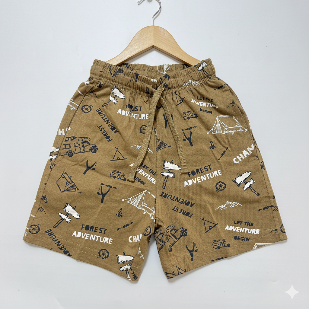 Boys Printed Cotton Shorts – Adventure, Cycle, Beach & Graphic Prints - Mamadada