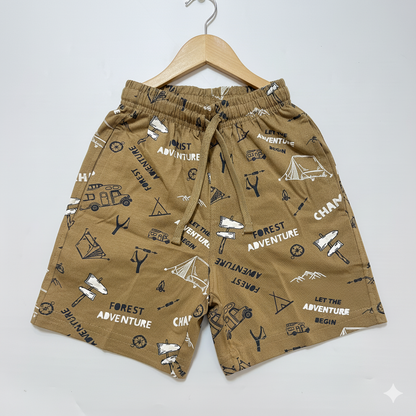 Boys Printed Cotton Shorts – Adventure, Cycle, Beach & Graphic Prints - Mamadada