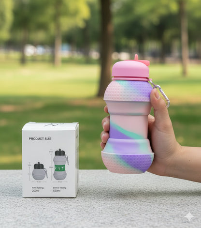 Foldable Silicone Water Bottle – 550ml - Mamadada