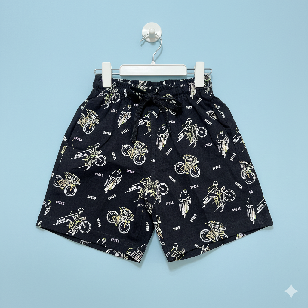 Boys Printed Cotton Shorts – Adventure, Cycle, Beach & Graphic Prints - Mamadada