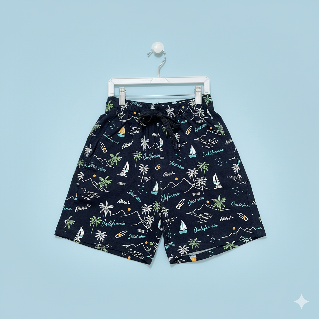 Boys Printed Cotton Shorts – Adventure, Cycle, Beach & Graphic Prints - Mamadada