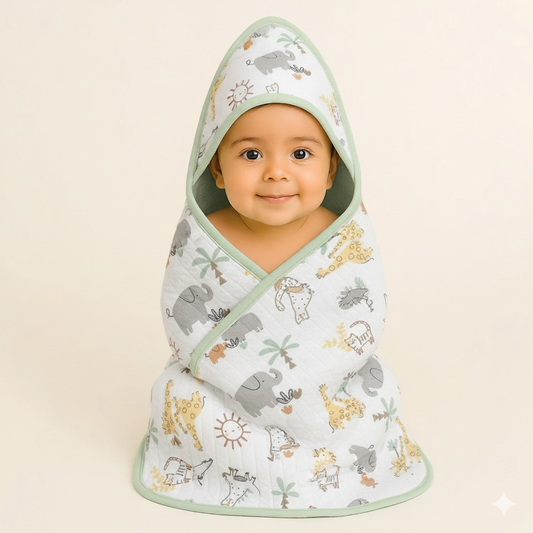 Soft & Cozy Baby Wrapper Towels – Hooded Receiving Blankets (80x80 cm)