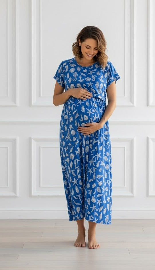 Blue Floral Feeding Maxi Dress