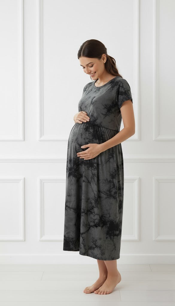 Charcoal Grey Solid Feeding Maxi Dress