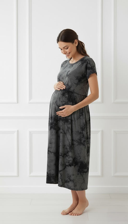 Charcoal Grey Solid Feeding Maxi Dress